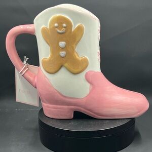 Peppermint Pink and White Gingerbread Boot Mug